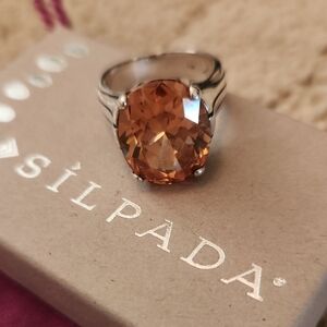 Silpada Silver Ring with Vibrant Citrine Stone size 6